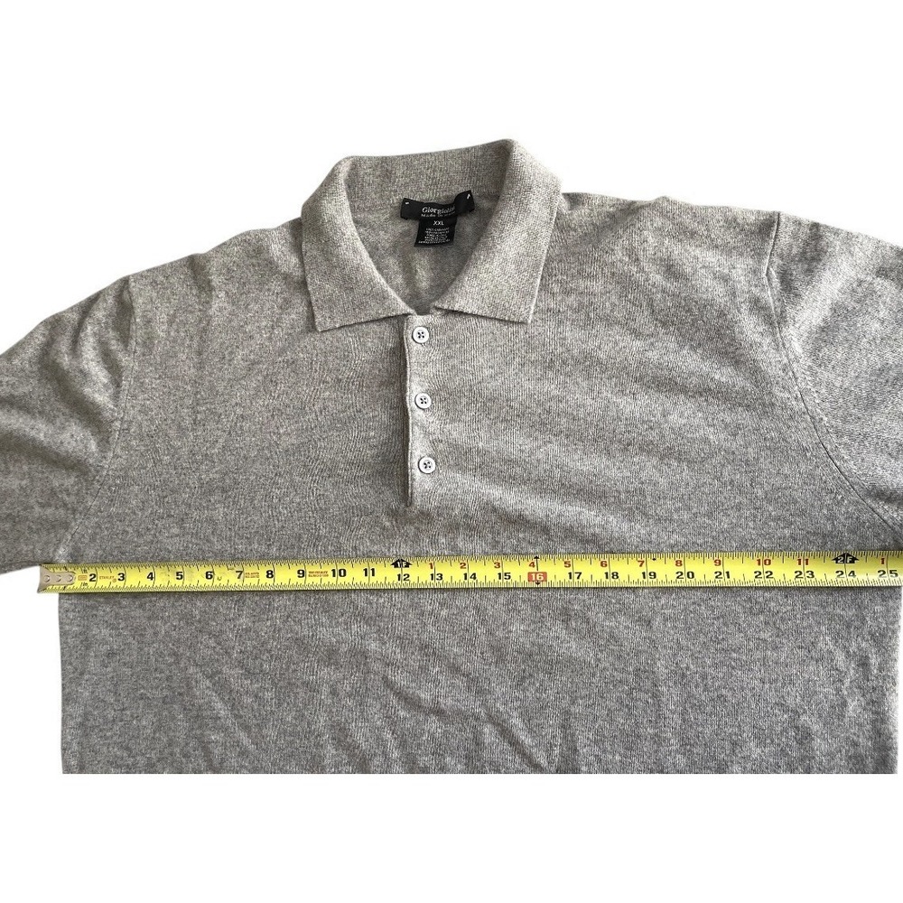 Giorgiolini Men's 100% Cashmere Collared Sweater‎ Grey Made In Italy XXL Preppy - Picture 4 of 6